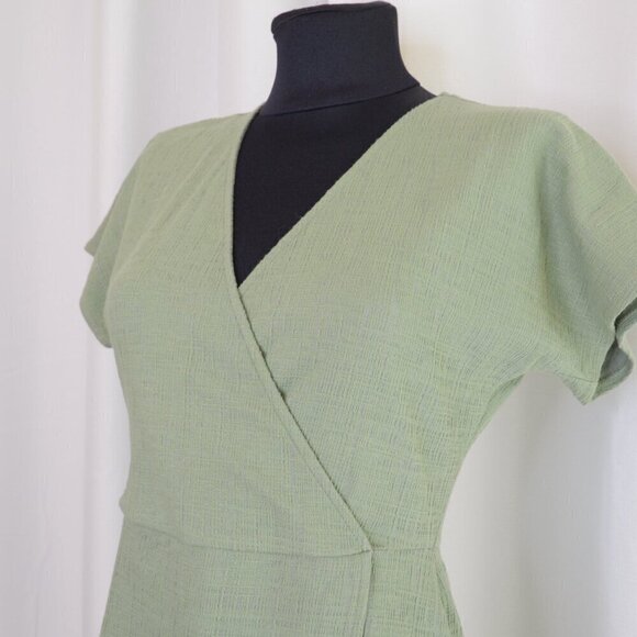 Madewell Mini Wrap Dress Flutter Sleeves Pastel Green Sz XS - Picture 6 of 9